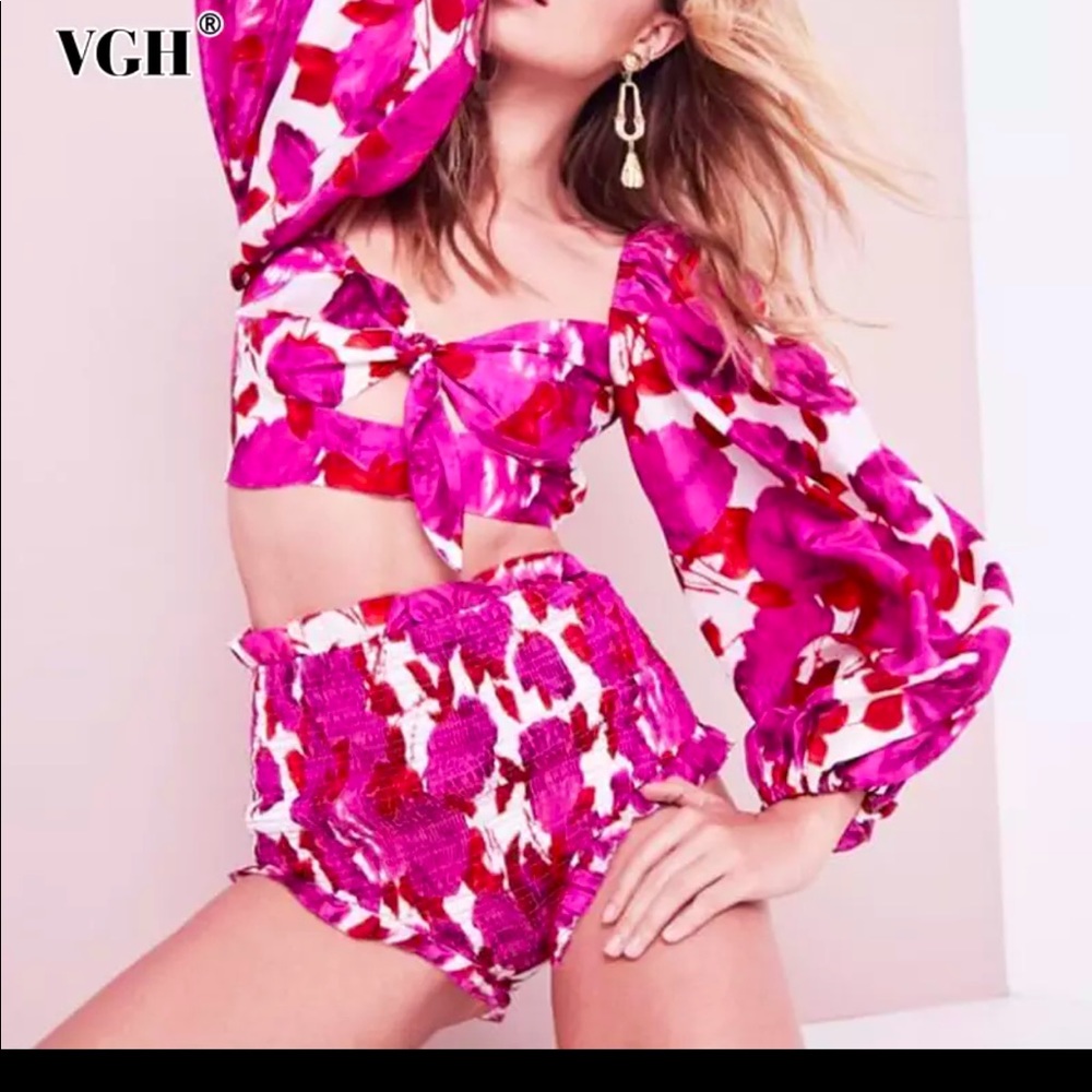 Two piece pink floral set